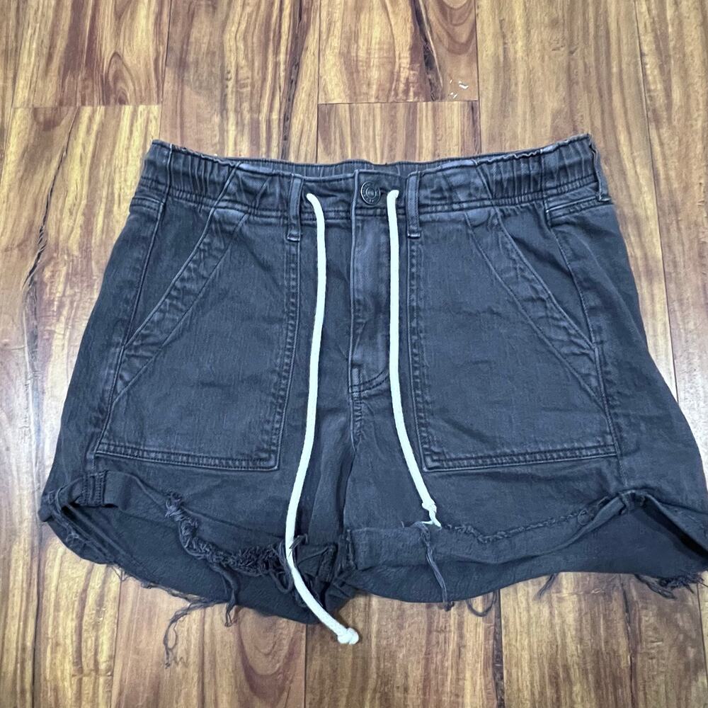 American Eagle Outfitters Black Jean Shorts Elasticized Waistband Women's Size 6